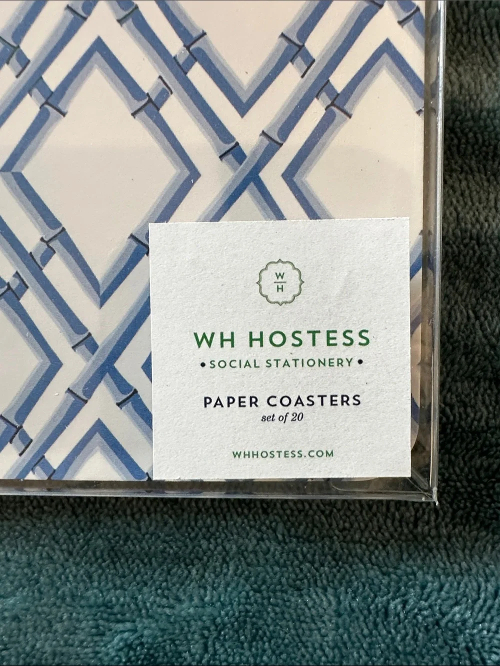 WH Hostess Blue Geometric Paper Coasters Set of 20-NWT